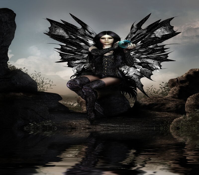 Dark Fairy with Black Wings — Dramatic