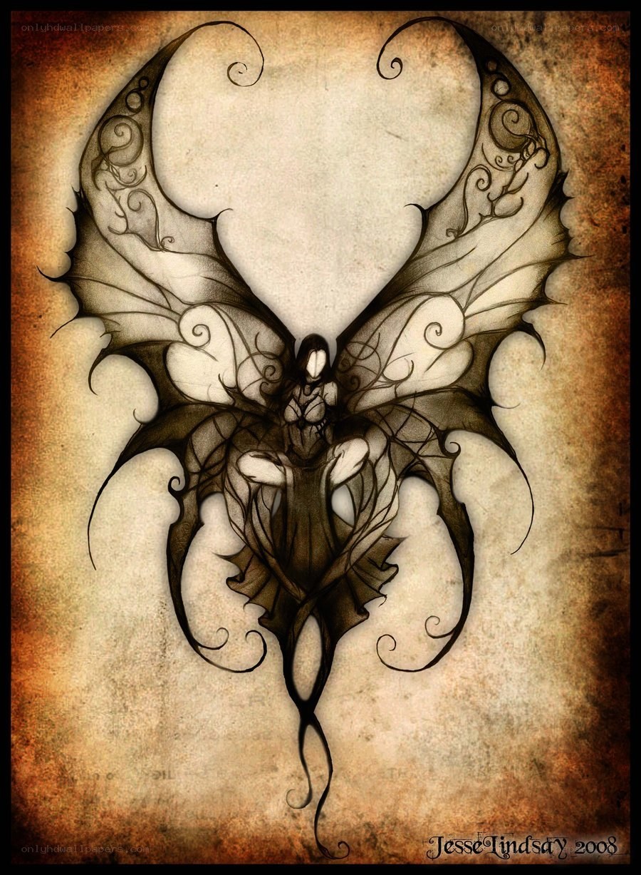 dark fairy with heart wings