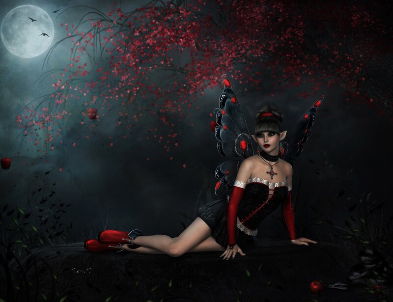 Dark Fairy with Red Apples