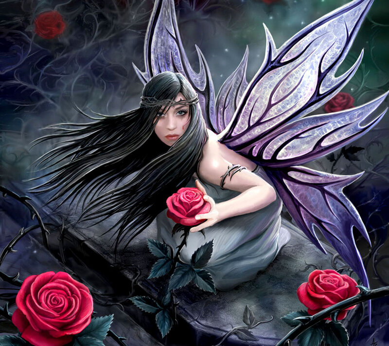 Dark Fairy with Red Rose