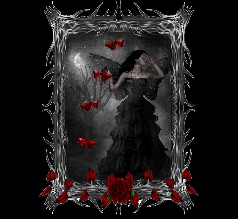 dark fairy with red roses