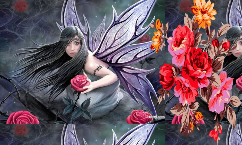 Dark Fairy with Rose — Purple, Dramatic