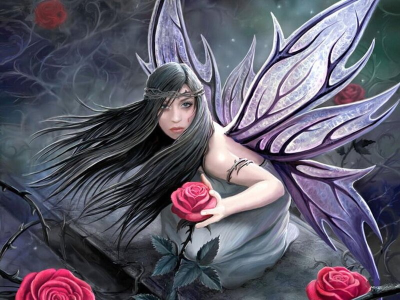 Dark Fairy with Rose — Purple