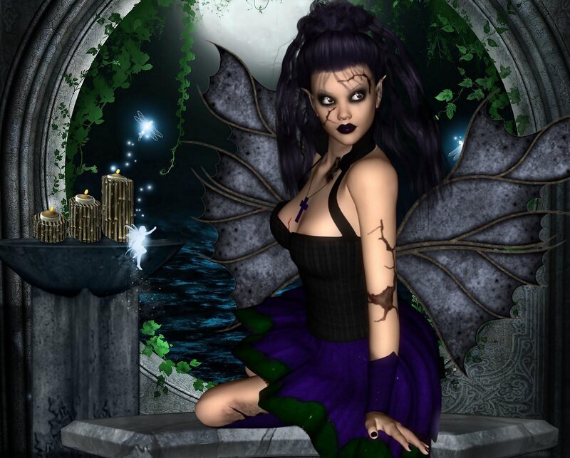 Dark Fairy with Wings — Purple