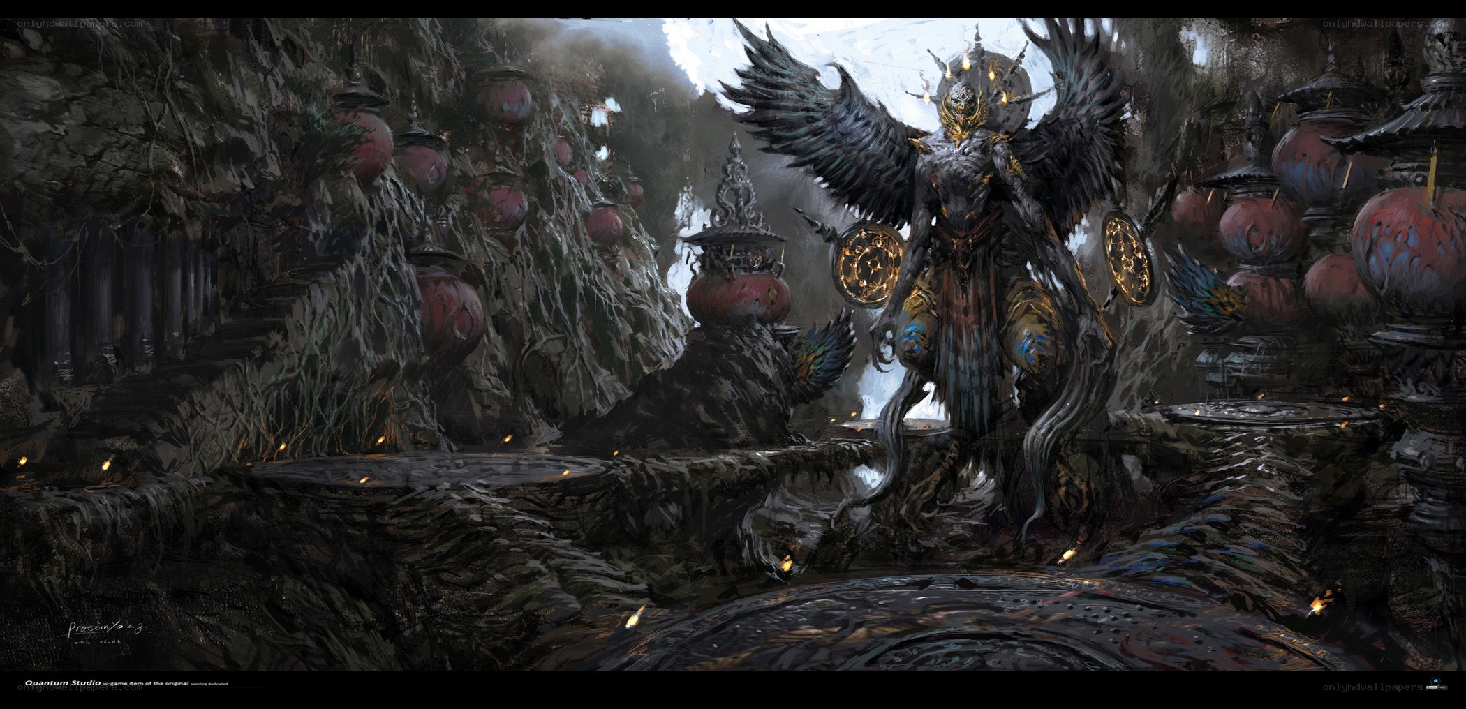 Dark fantasy angel warrior