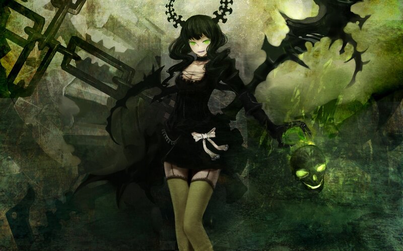 dark fantasy anime girl with skull