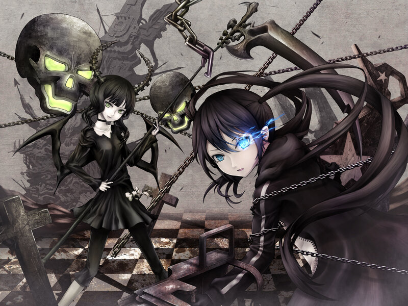 Dark fantasy anime girls with skulls