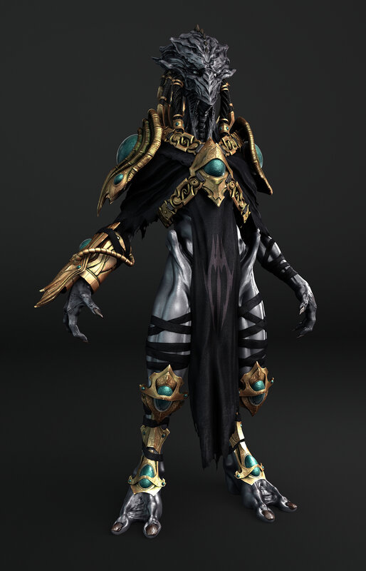 dark fantasy armored creature