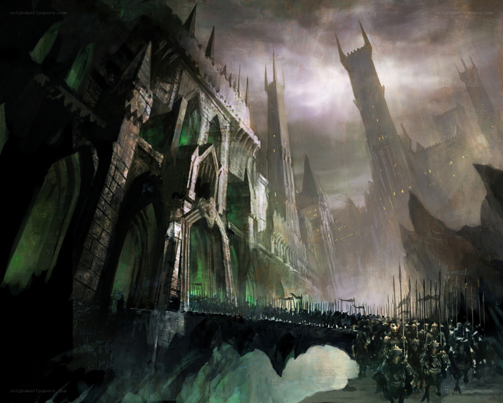 Dark fantasy army marches