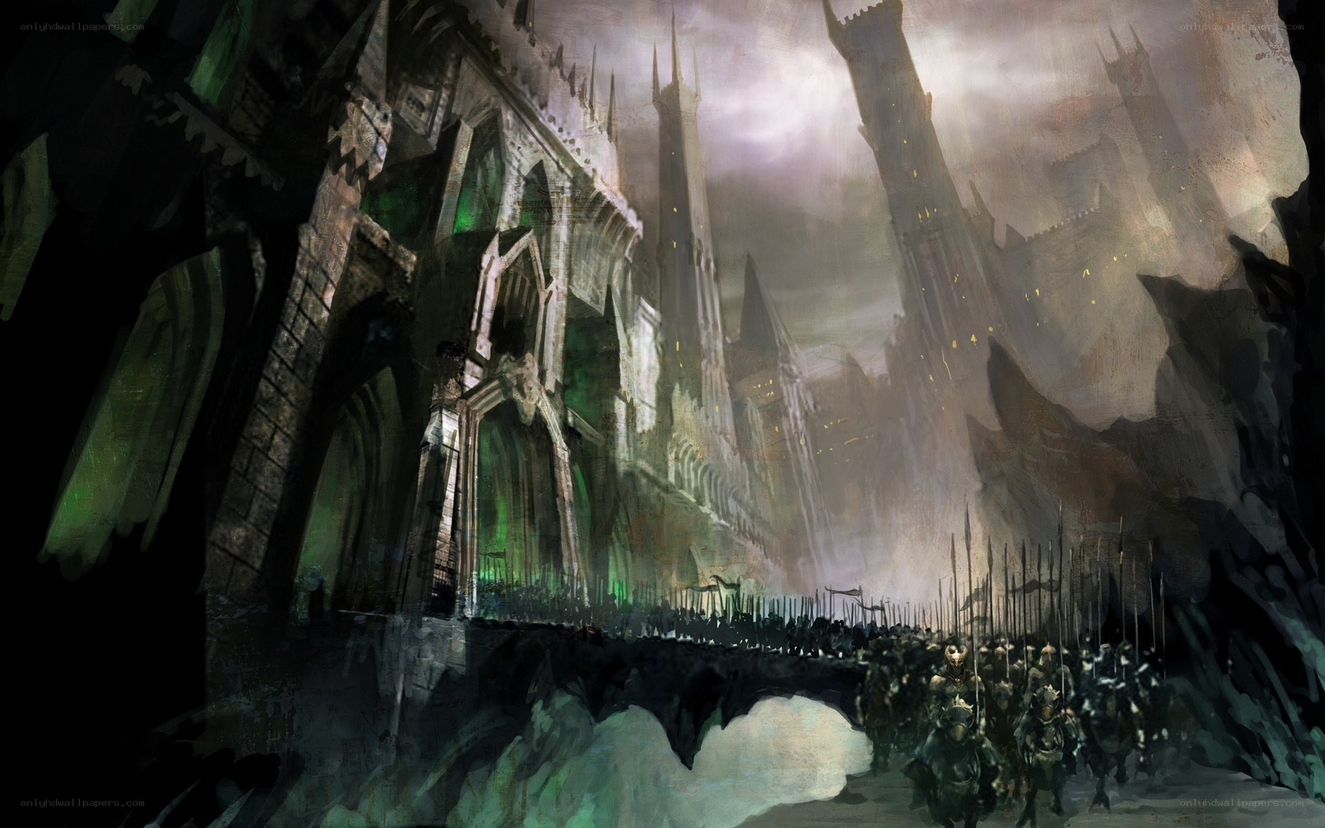 Dark fantasy army marches