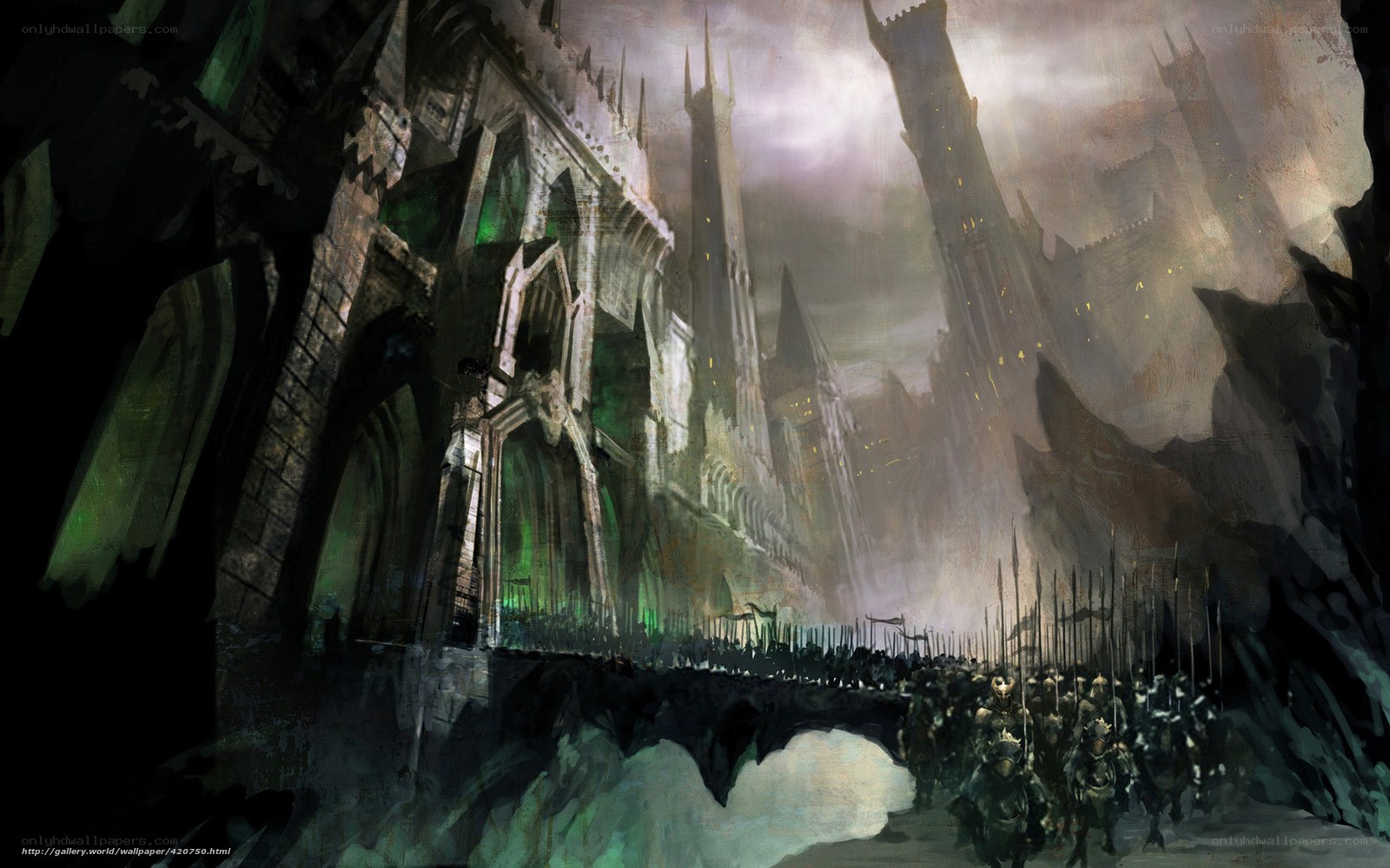 Dark fantasy army marches