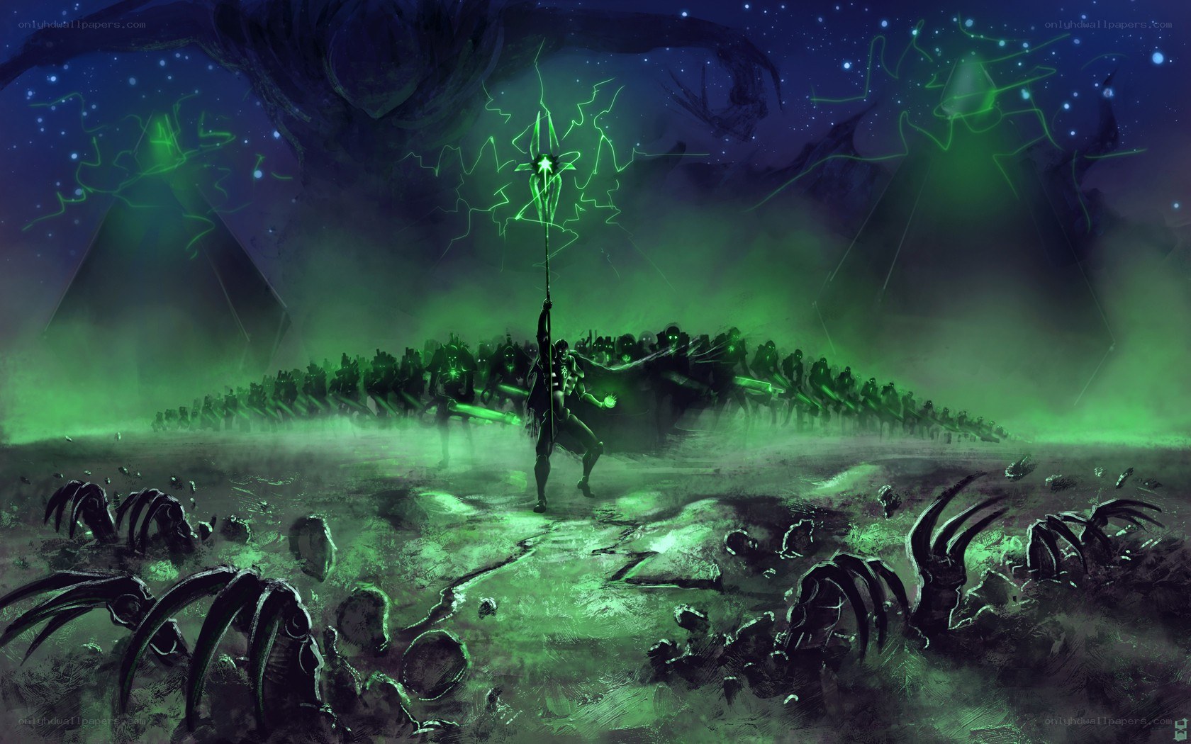dark fantasy battle scene