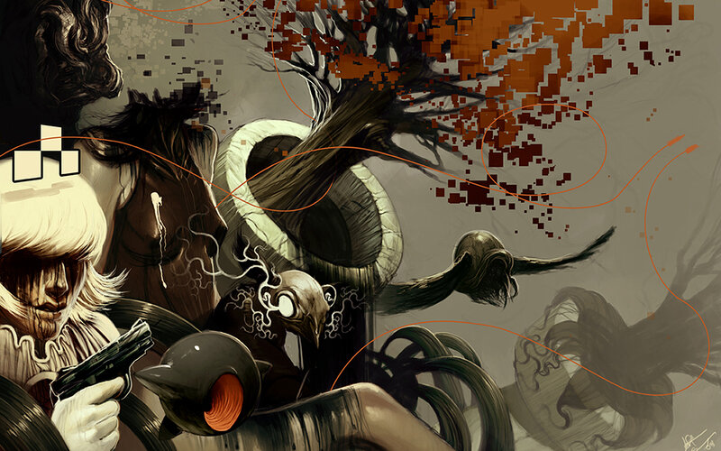 dark fantasy battle scene