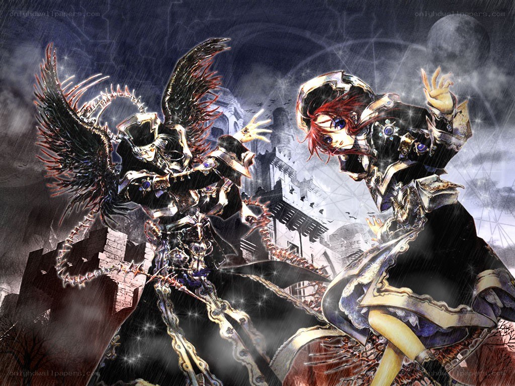 Dark fantasy battle scene