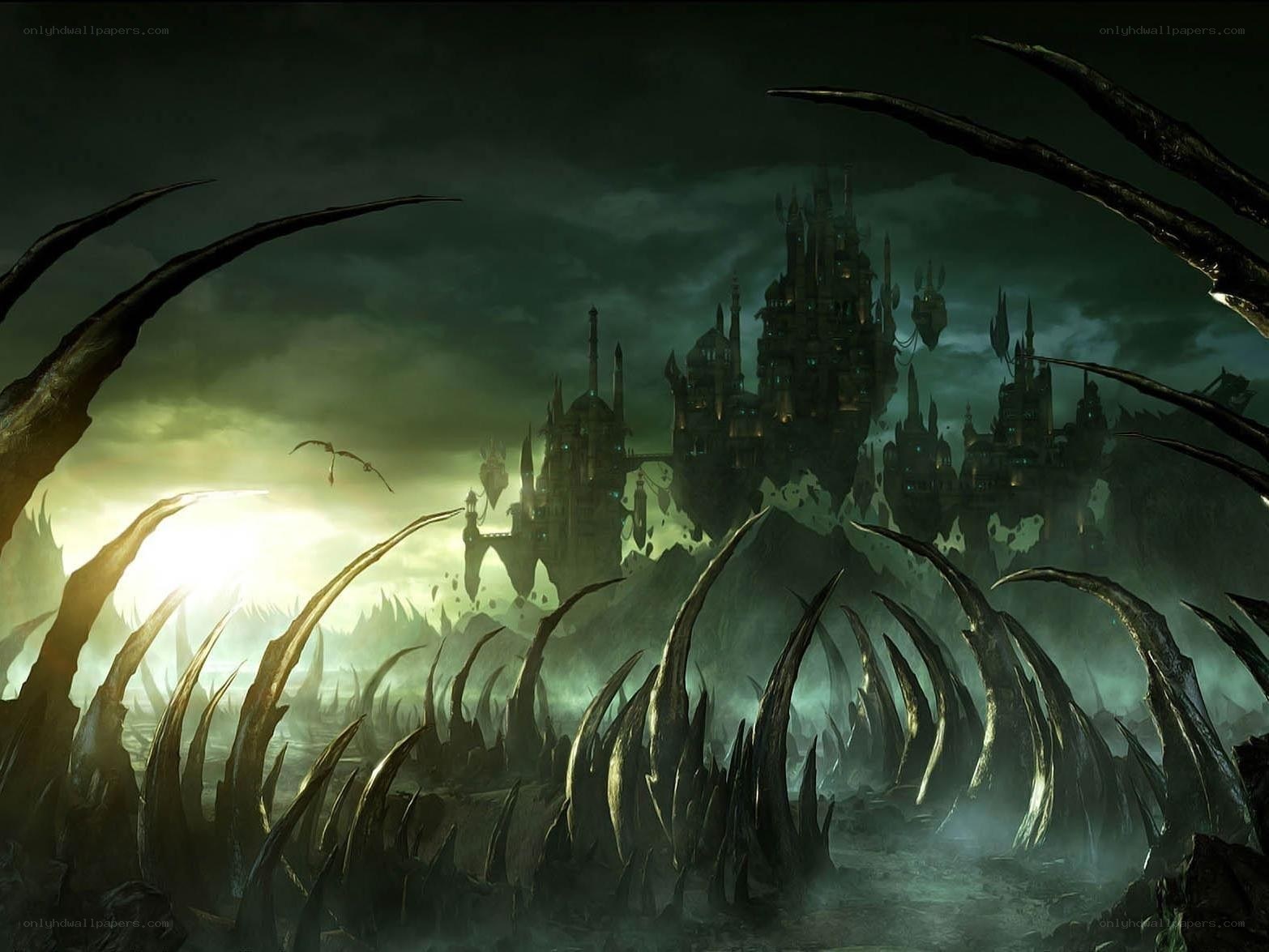 Dark fantasy castle landscape