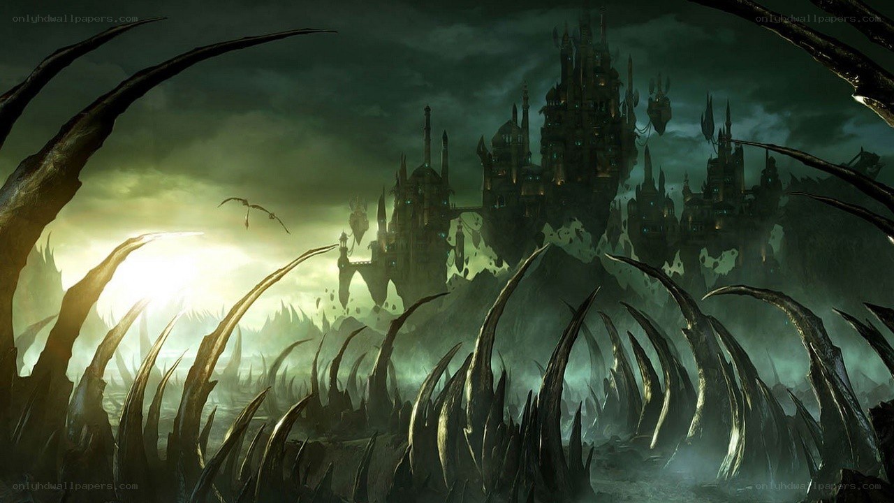 dark fantasy castle landscape
