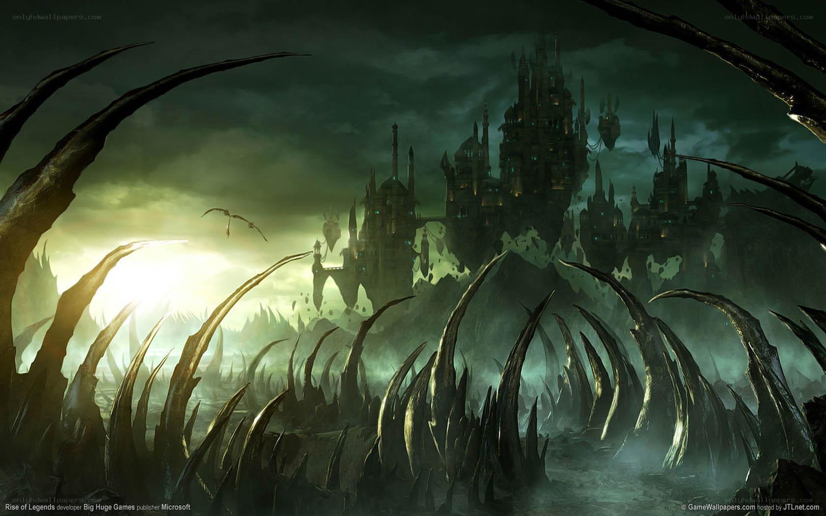 Dark fantasy castle landscape