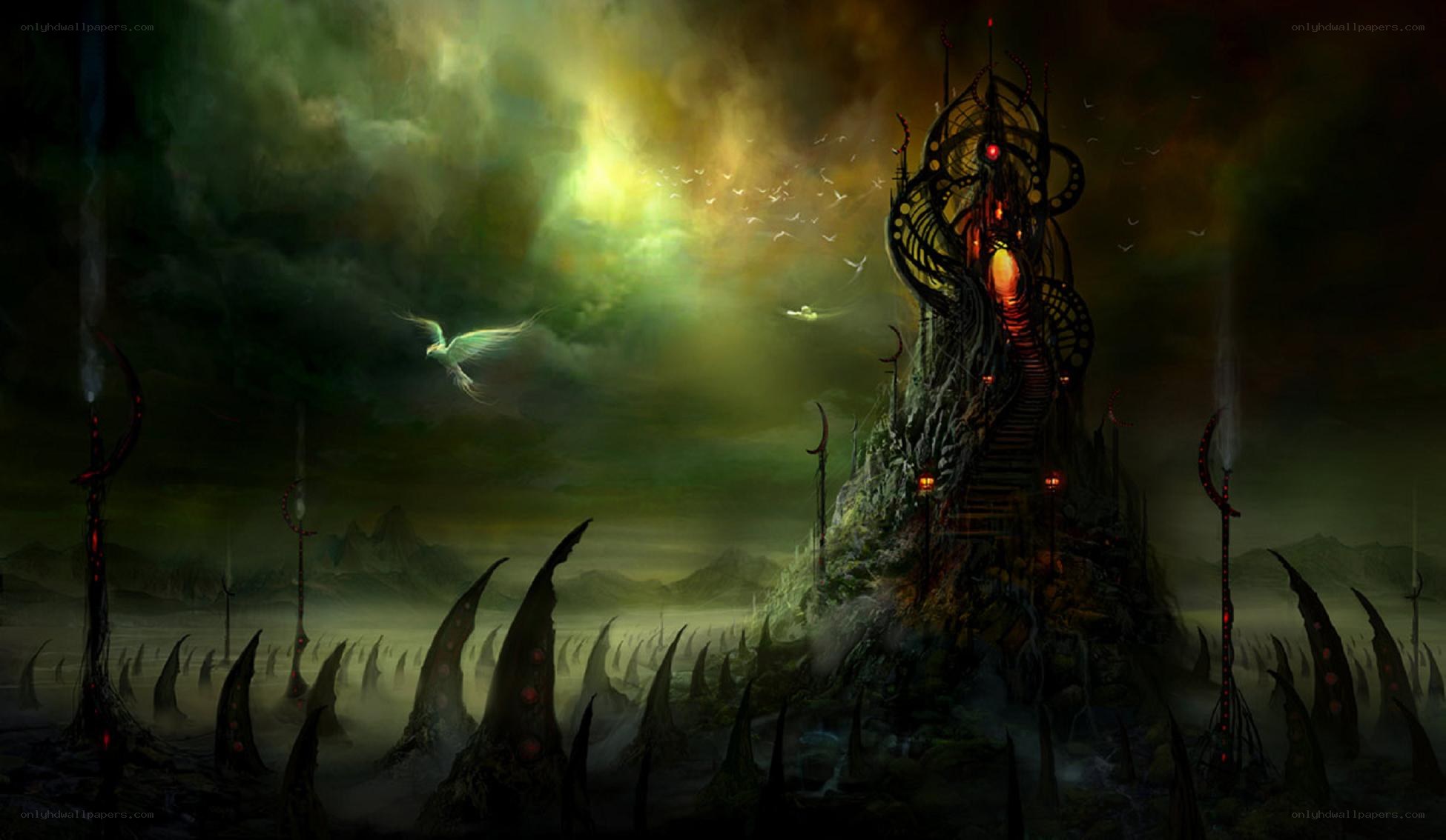 Dark fantasy castle landscape
