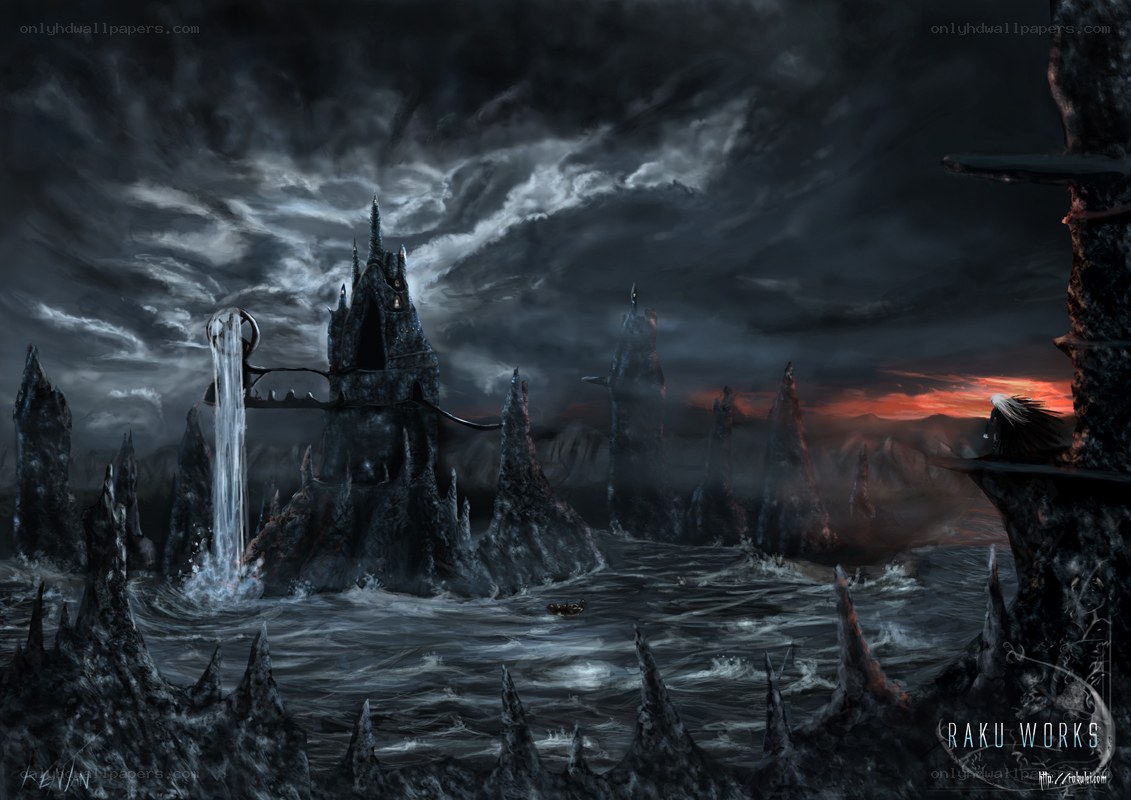 dark fantasy castle landscape