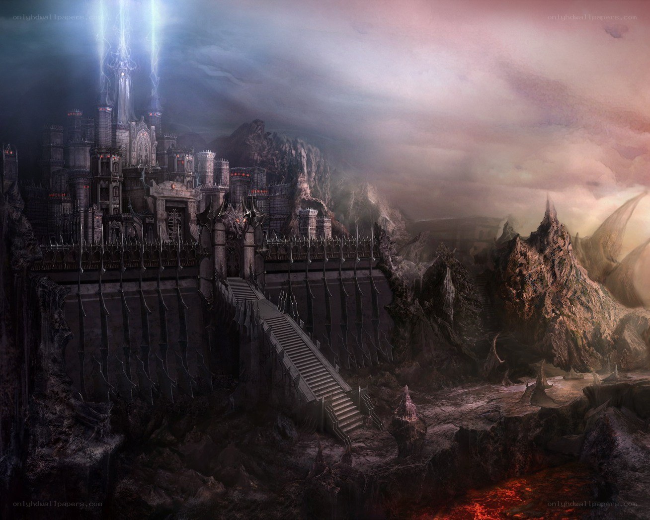 dark fantasy castle on a cliff