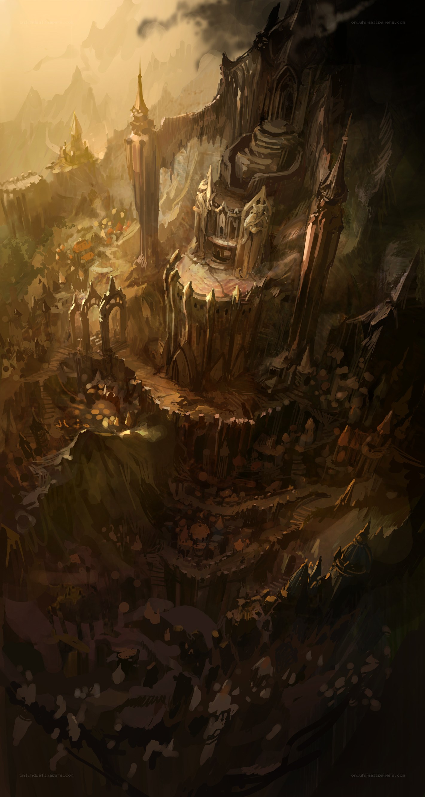 Dark fantasy castle on a cliff