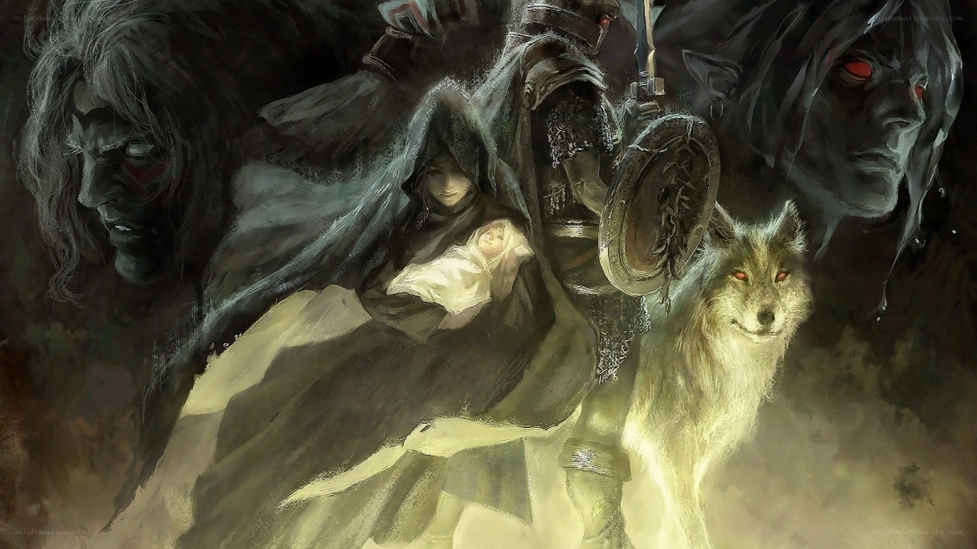 Dark fantasy character collage