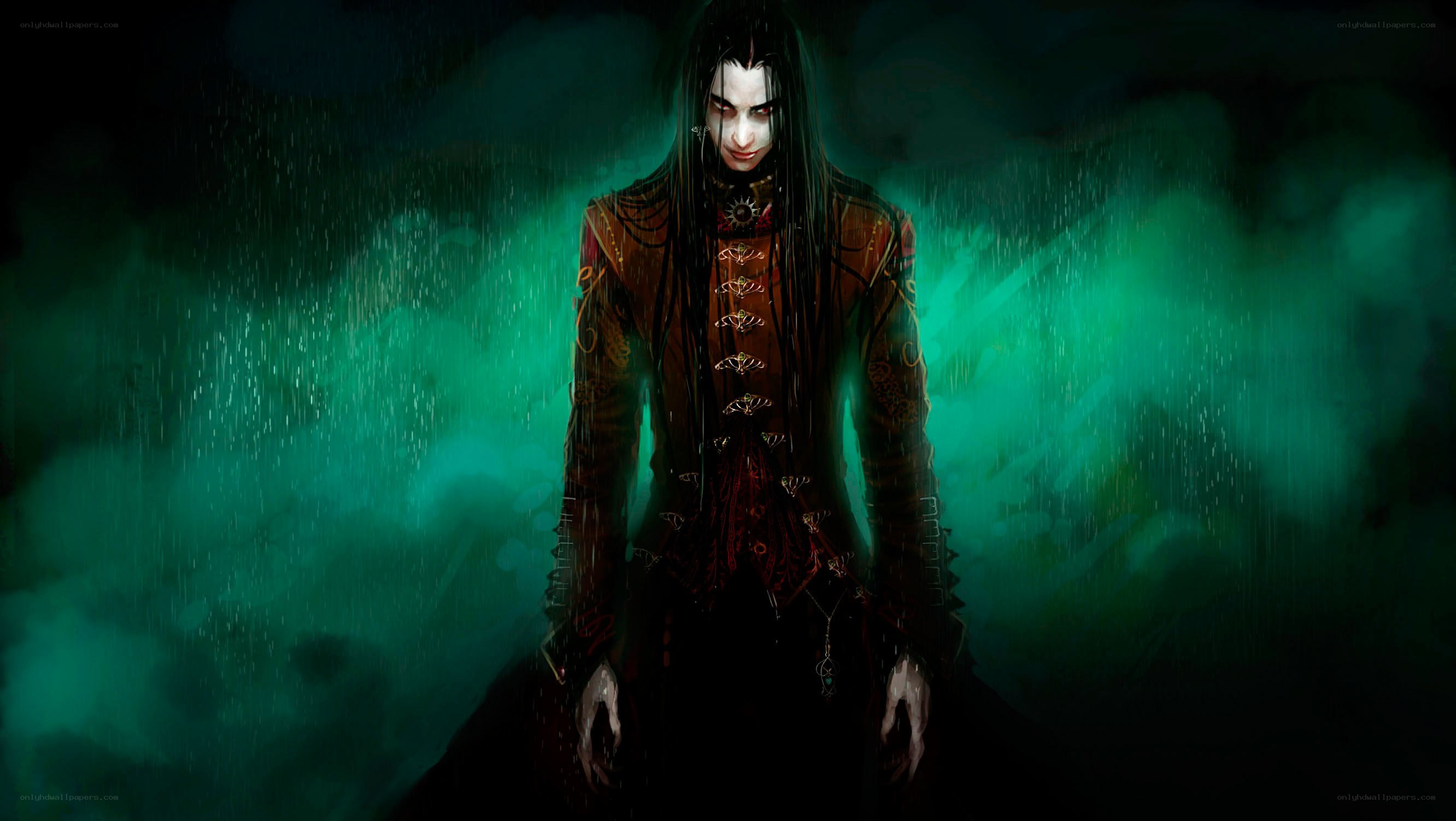 dark fantasy character in rain