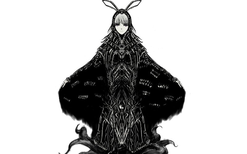 Dark fantasy character with moth wings