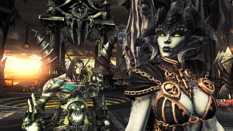 dark fantasy characters in a fortress
