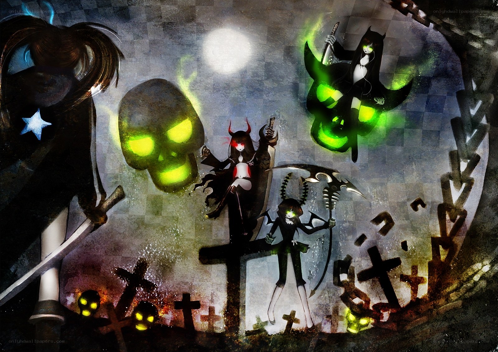 dark fantasy characters in graveyard