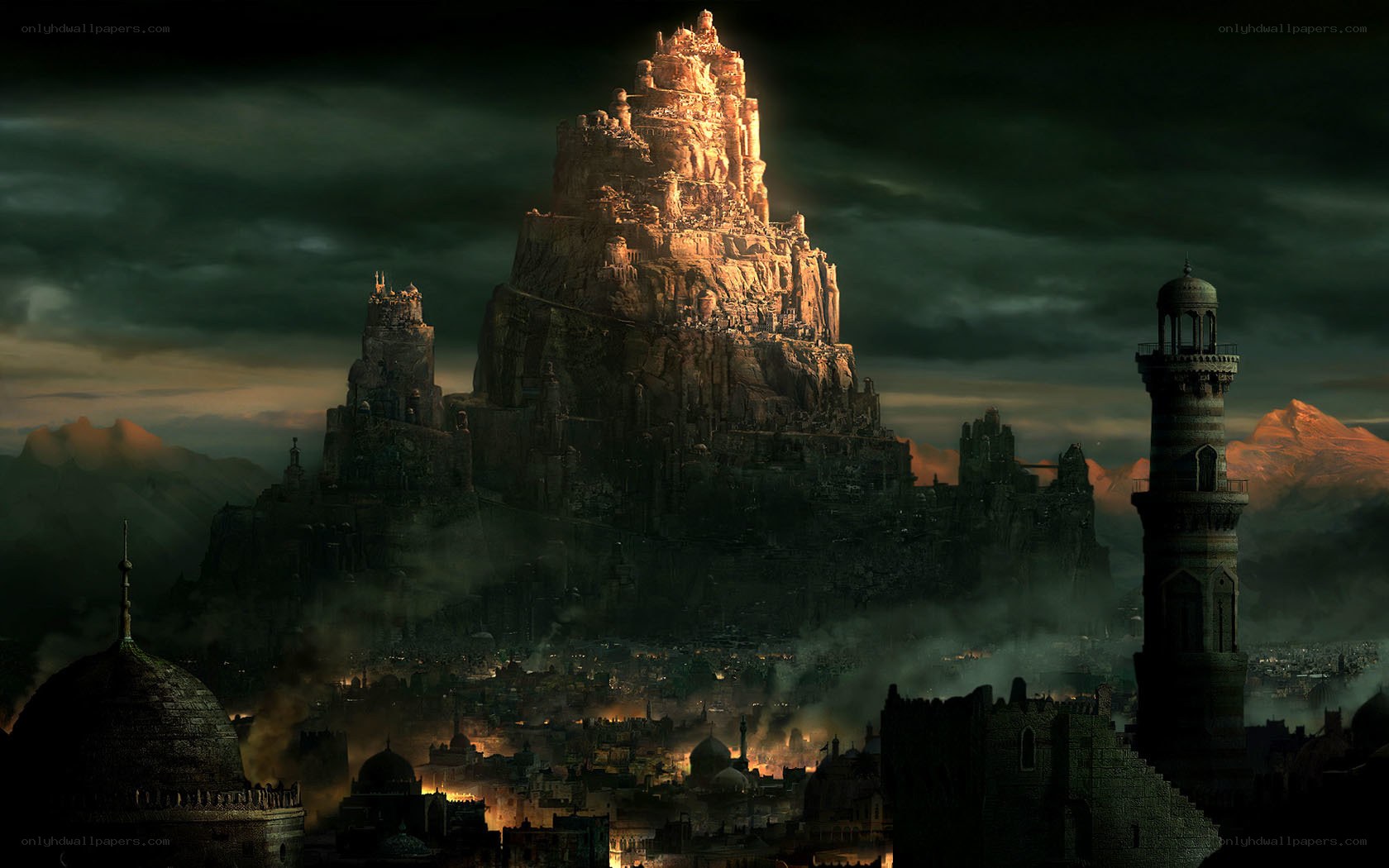 Dark fantasy cityscape