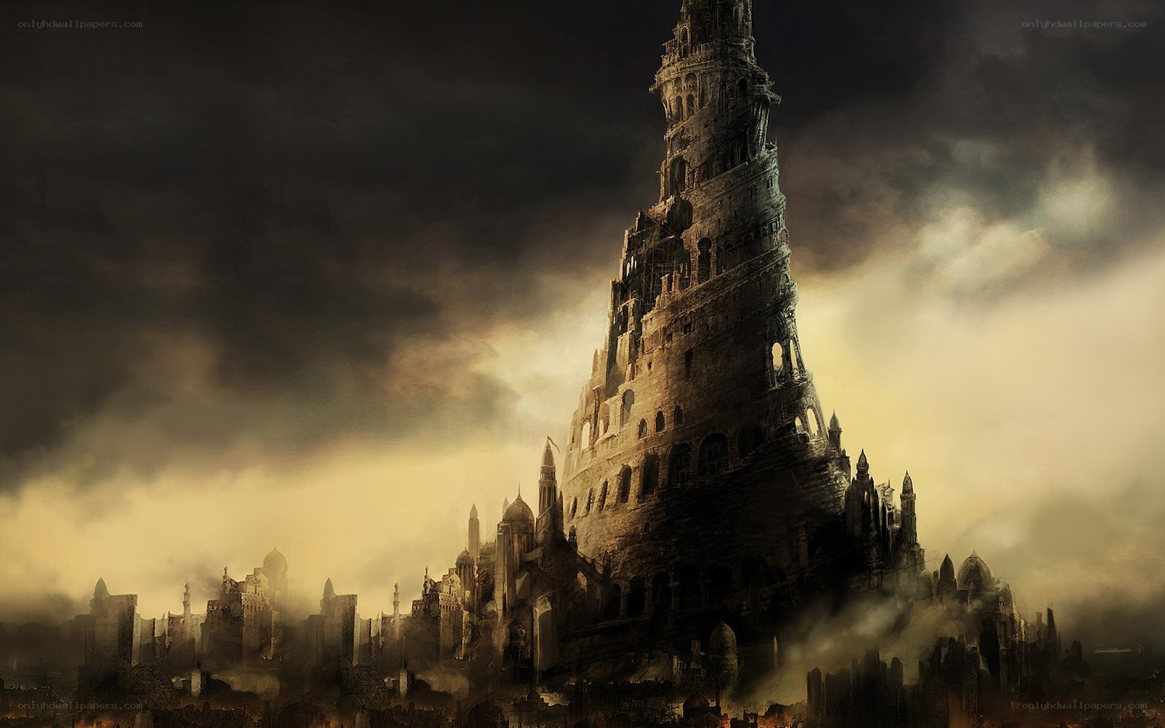 Dark fantasy cityscape