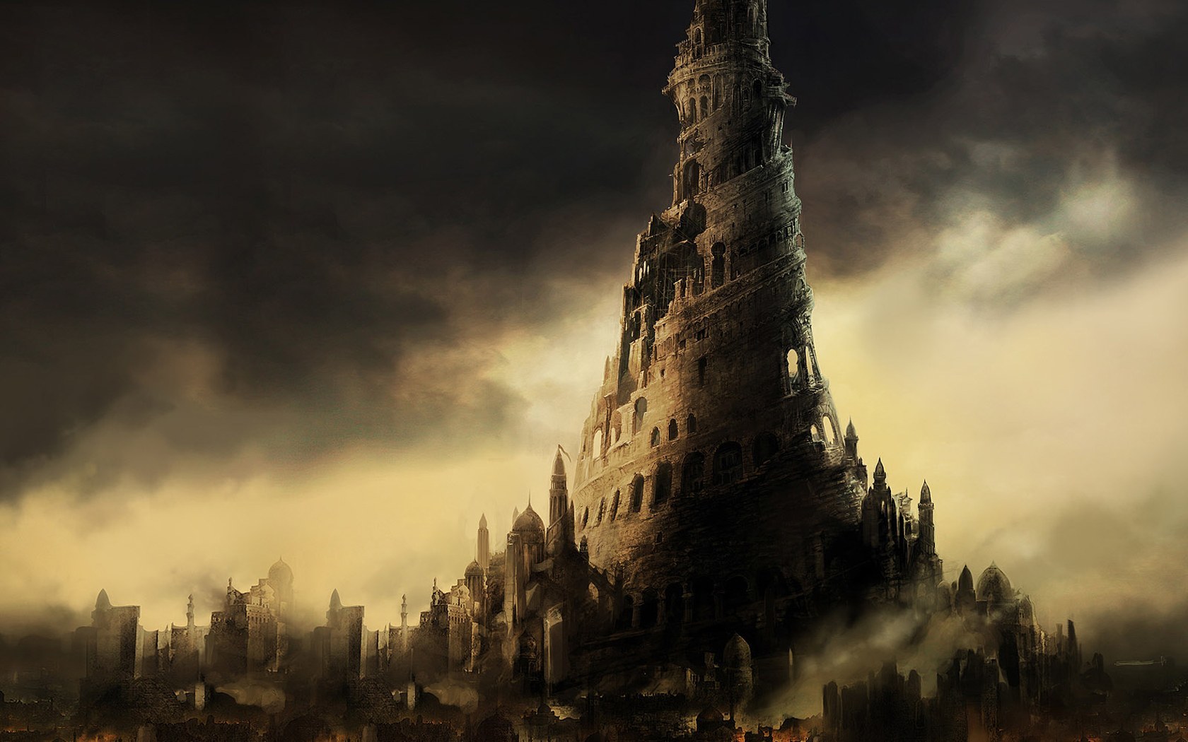 Dark fantasy cityscape