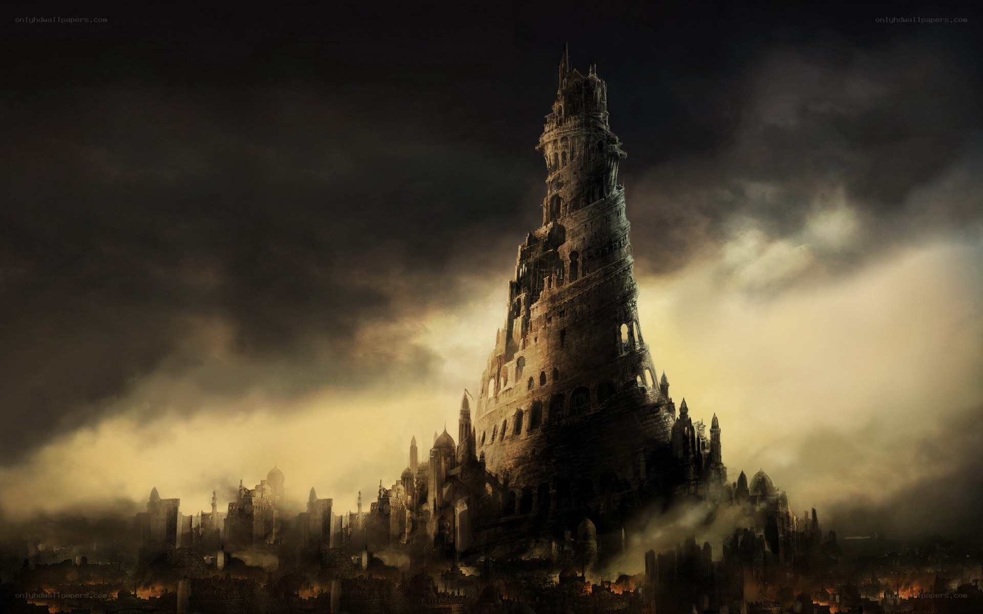 Dark fantasy cityscape