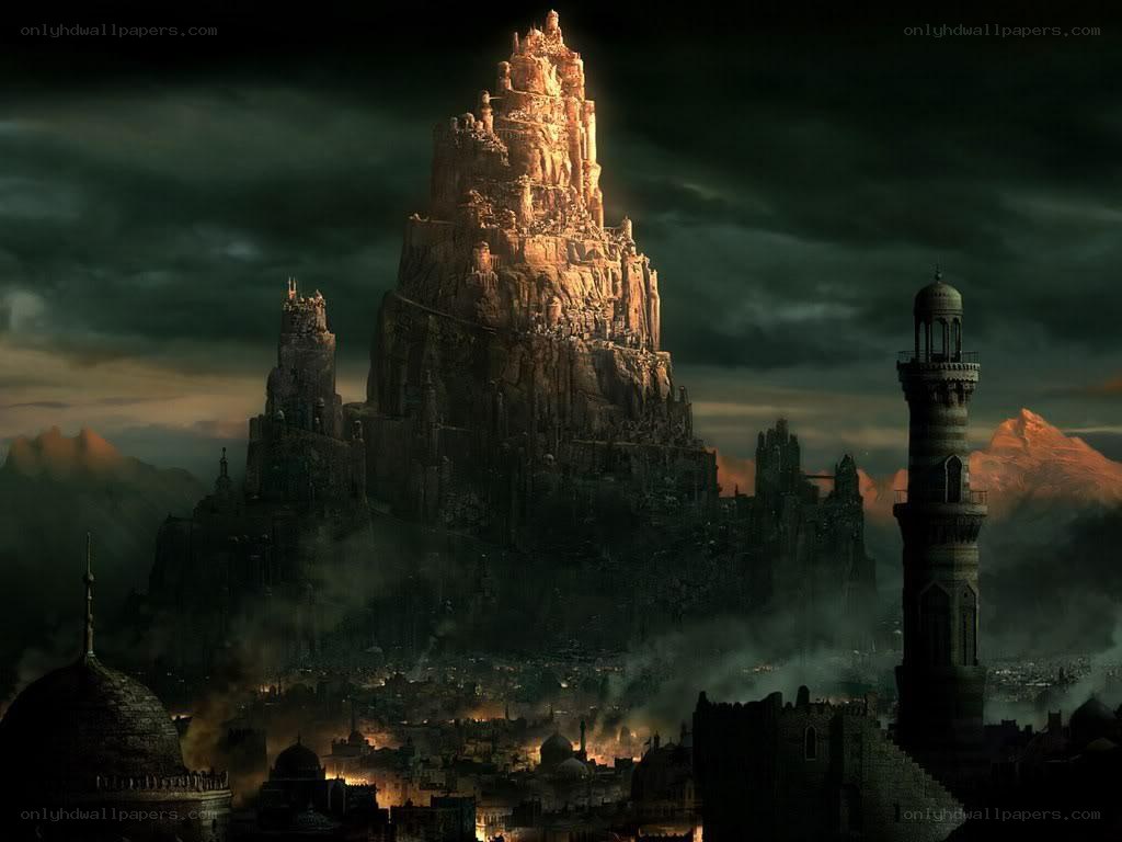 Dark fantasy cityscape