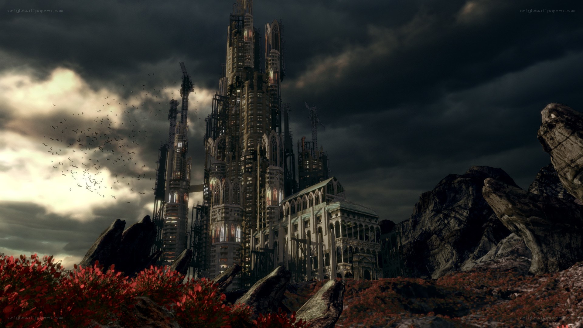 Dark fantasy cityscape