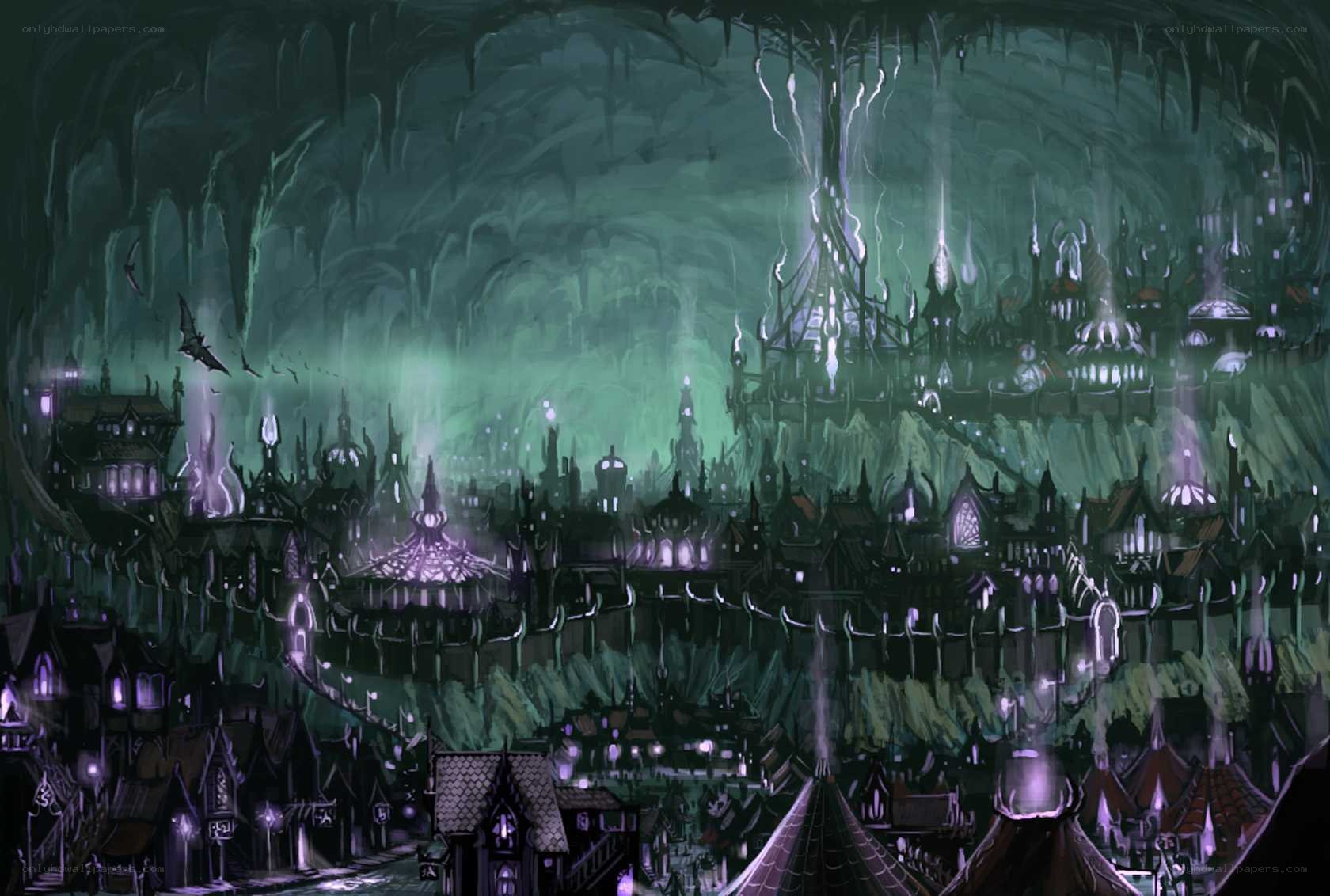 dark fantasy cityscape