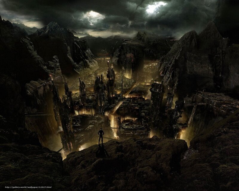 Dark fantasy cityscape