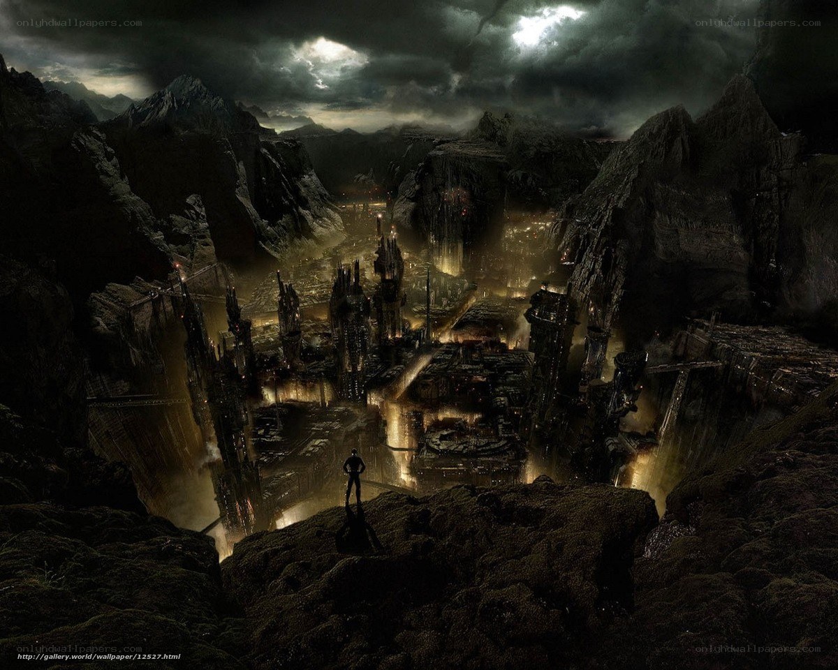 Dark fantasy cityscape