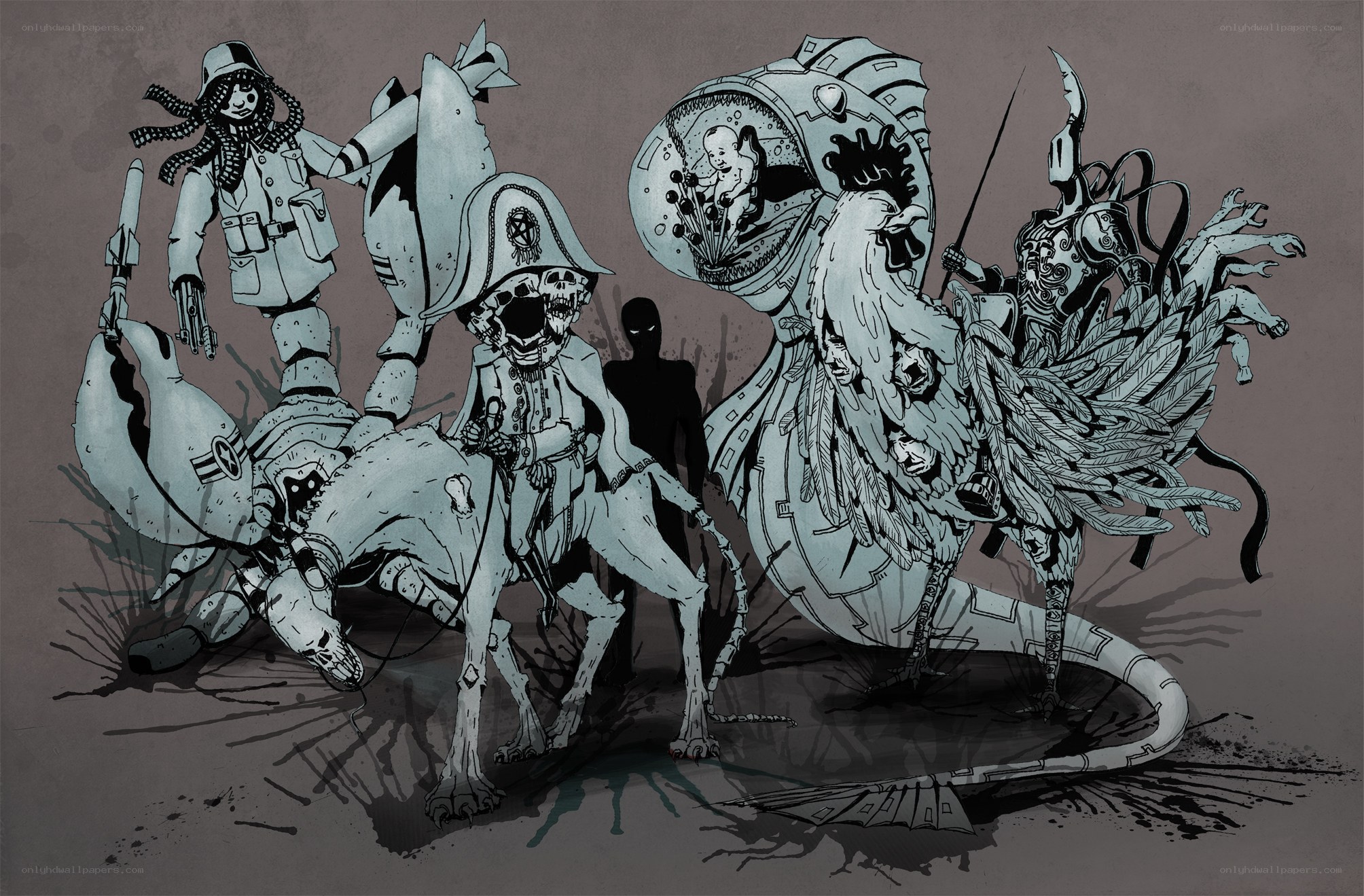 Dark fantasy creature assembly