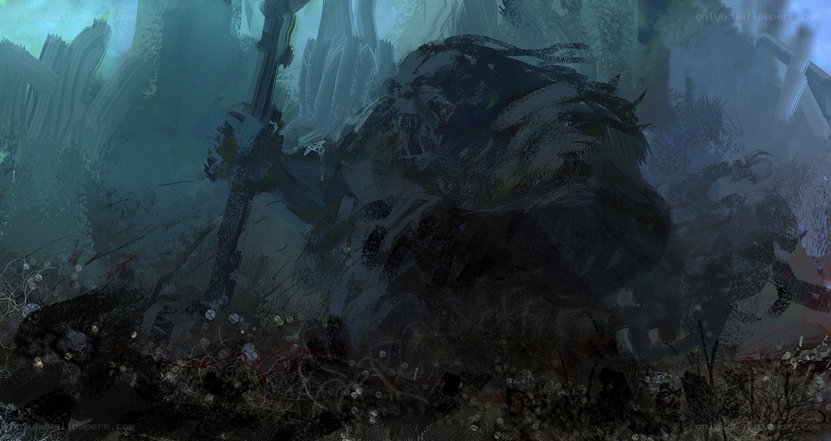 dark fantasy creature in mist