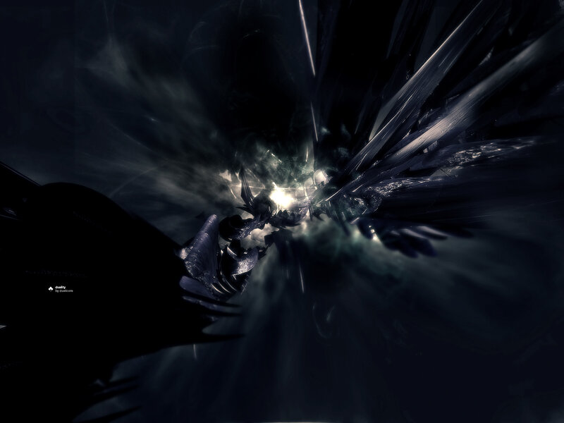 dark fantasy creature in tunnel
