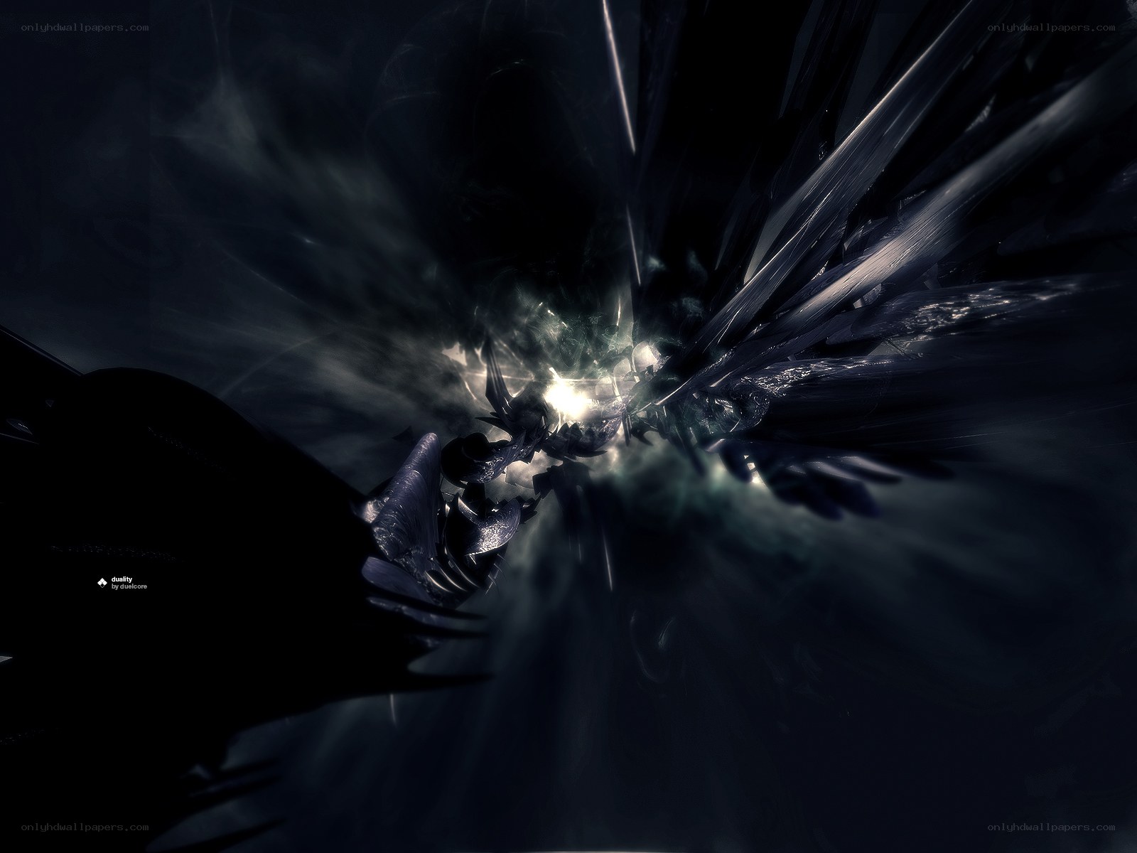 dark fantasy creature in tunnel