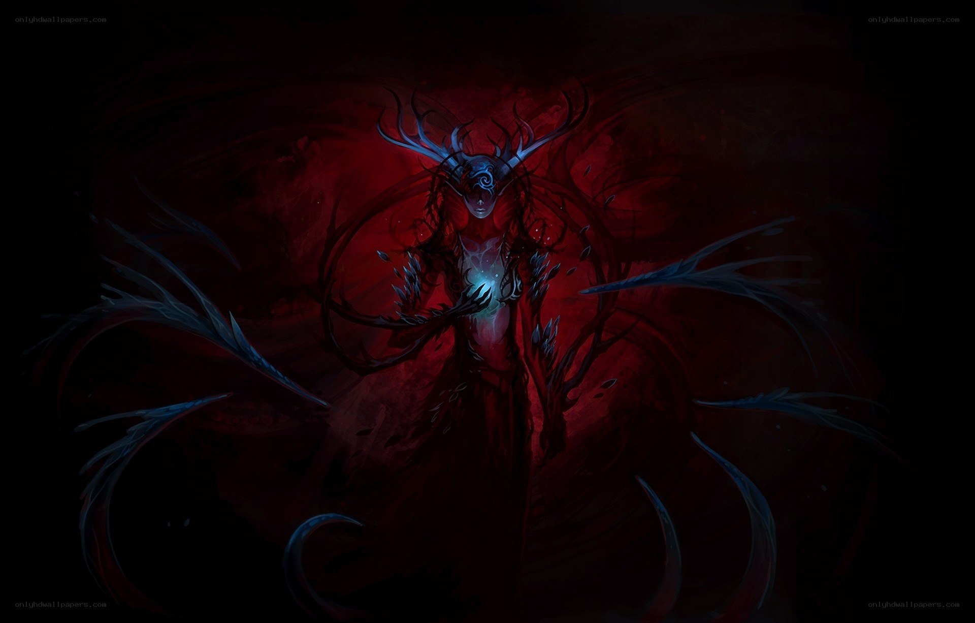 dark fantasy creature with antlers