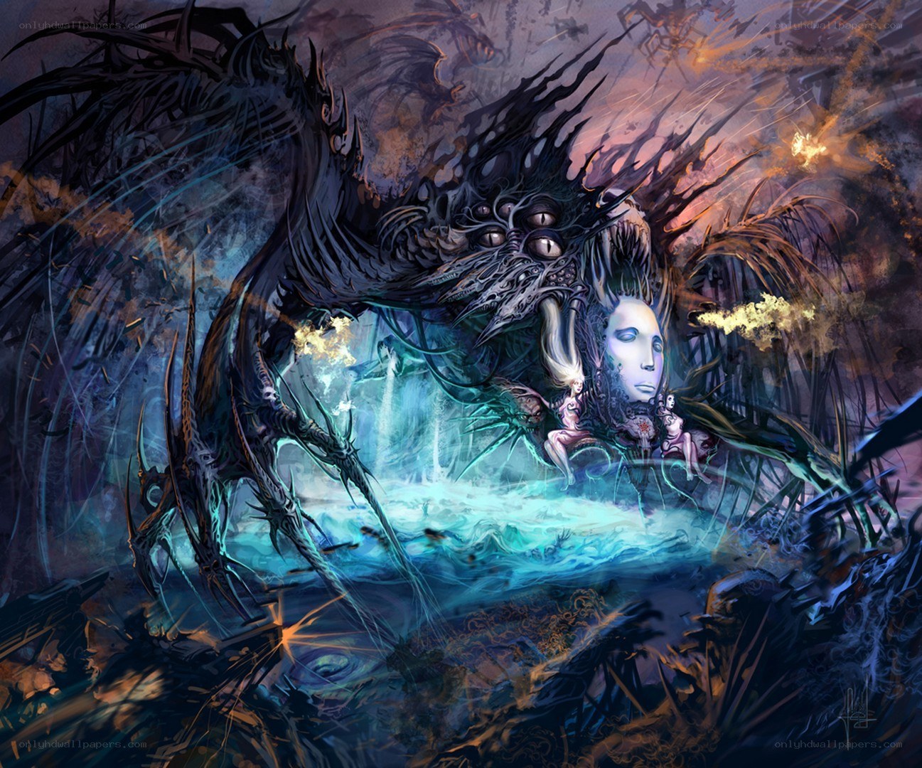 Dark fantasy creature with glowing eyes