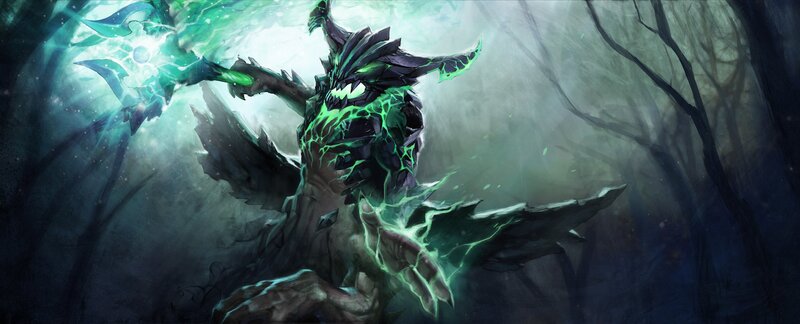Dark fantasy creature with green energy