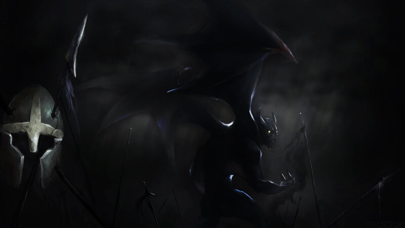 Dark fantasy demon encounter