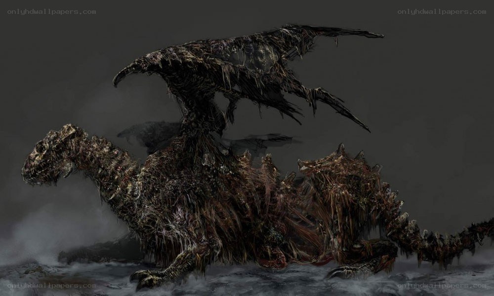 Dark fantasy dragon creature
