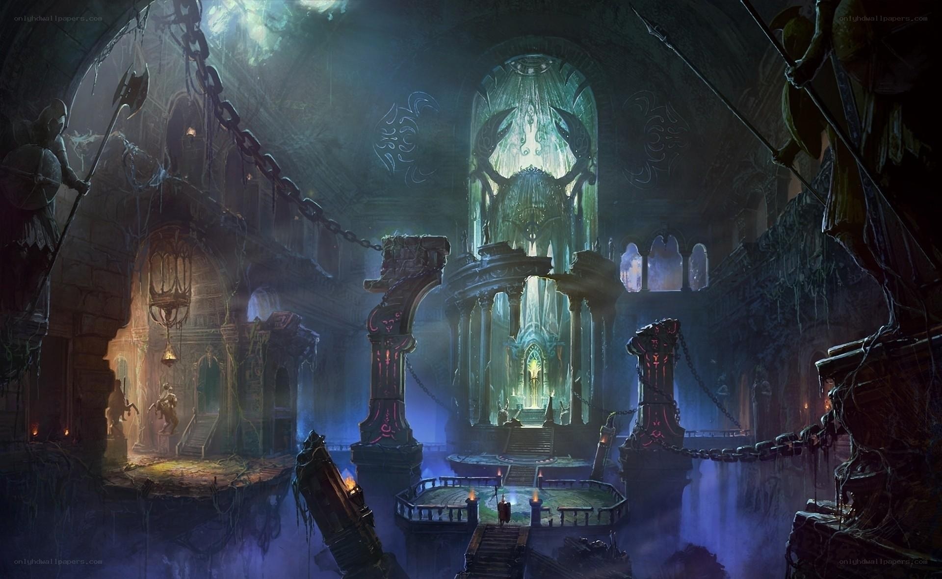 Dark fantasy dungeon chamber