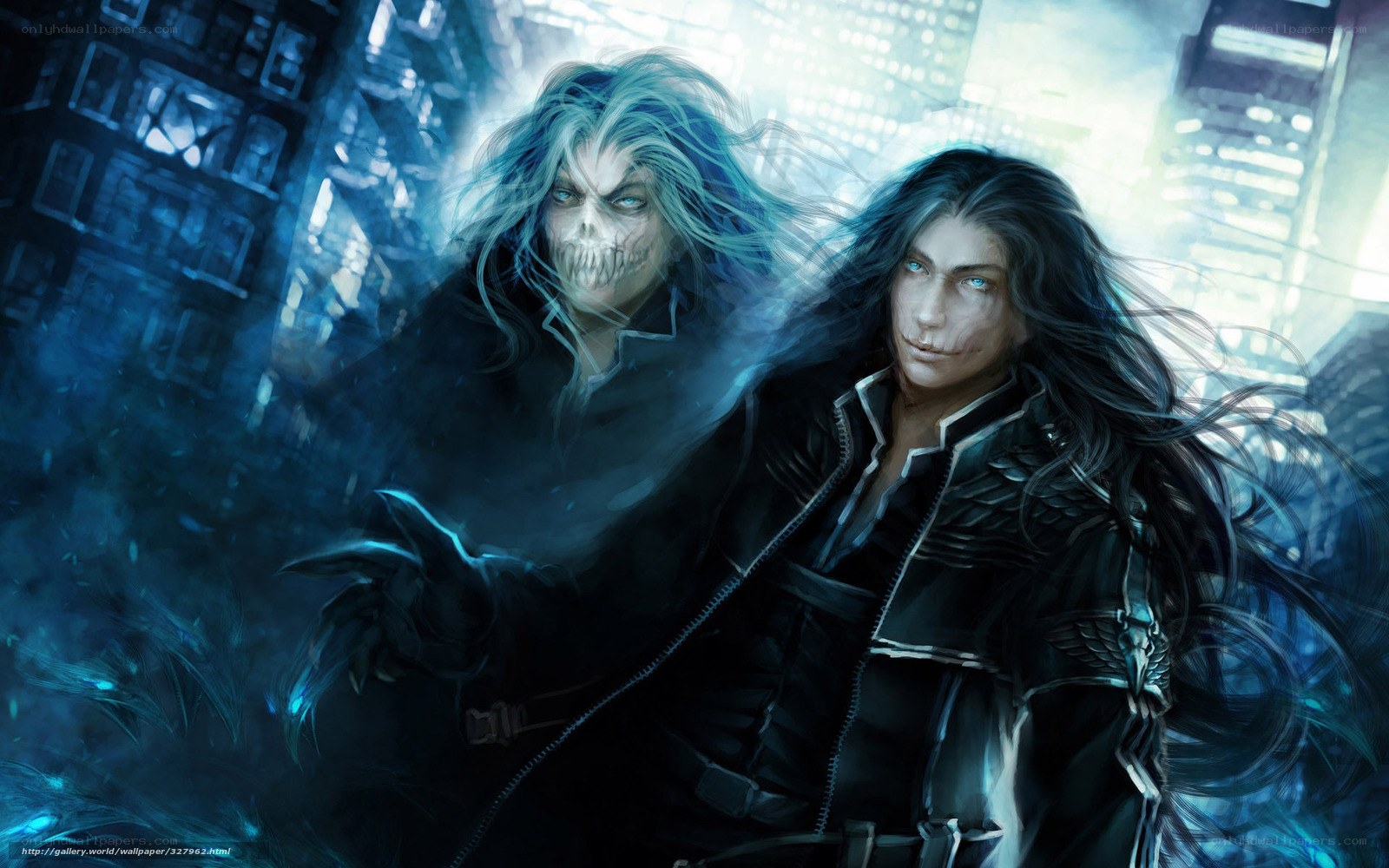 Dark fantasy duo in city
